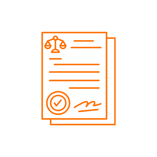 Legal document with scale of justice icon representing AI automation for legal document processing and compliance